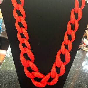 Bold Orange Chunky Chain Necklace